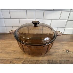Vintage 80S Large Vision 4.5 L Amber Dutch Oven/Stock Pot w/ Lid Corning
